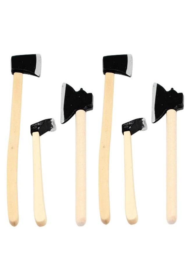 GOUDOGEDC 6 Pcs 1/12 Miniature Axe Dollhouse Decoration Accessories Model Miniature Decoration DIY Accessories Shooting Props - Image 1